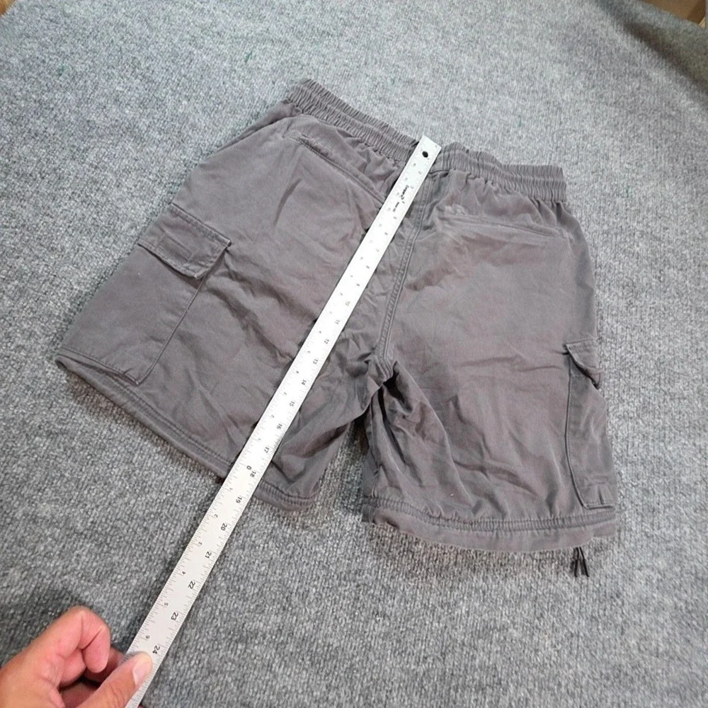 PCSUN Cargo Shorts Mens 33 Gray Canvas Elastic Waist Drawstring Pockets Summer